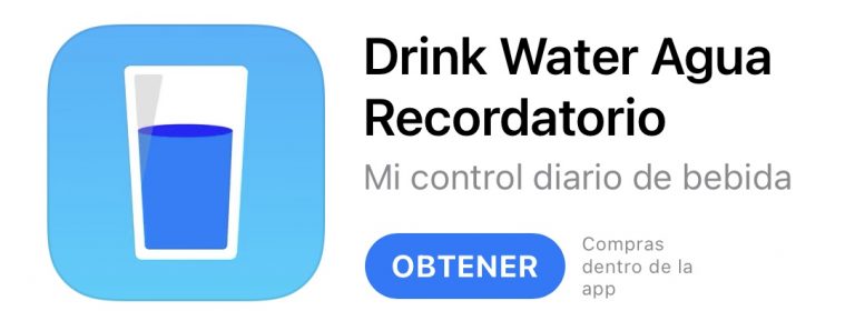 DRINK WATER: Agua recordatorio. Una de las mejores App para no descuidar nuestro consumo de agua.